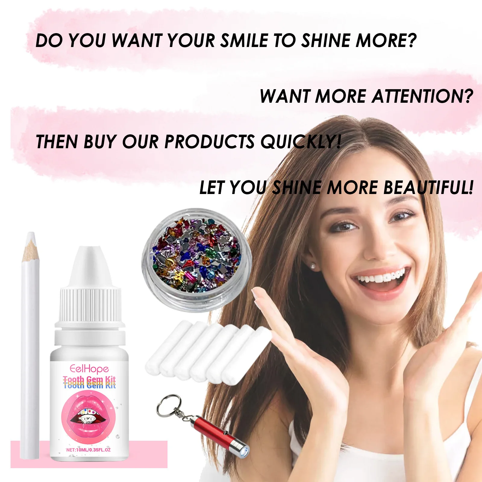 Tooth Jewelry Kit DIY Clear Pr - Teeth Whitening Kit With Light recension och pris