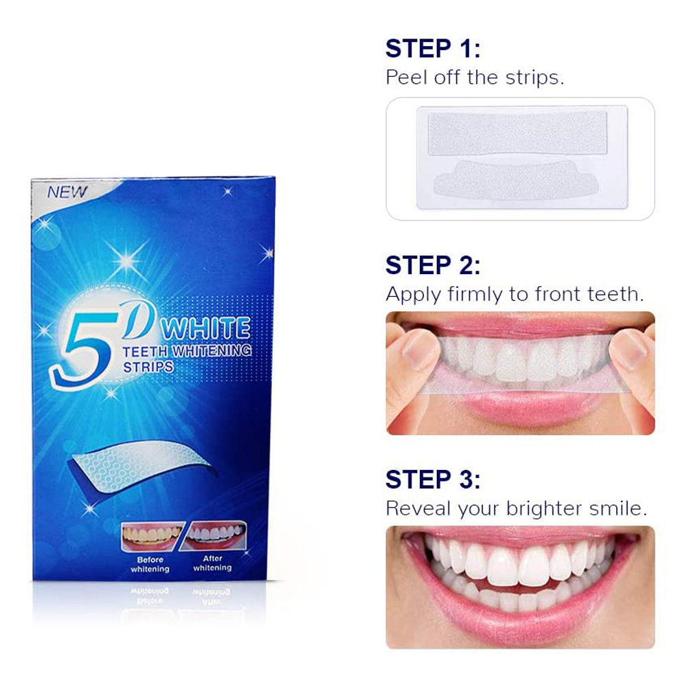 5D White Teeth Whitening Strip - Teeth Whitening Hydrogen Peroxide recension och pris